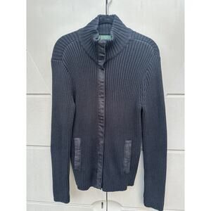 VTG 90's Polo Ralph Lauren Black Full Zip Sweater Jacket W/ Pockets Women's Sz L